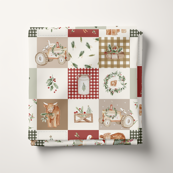 Christmas Farm Cheaters Quilt Cotton Fabric