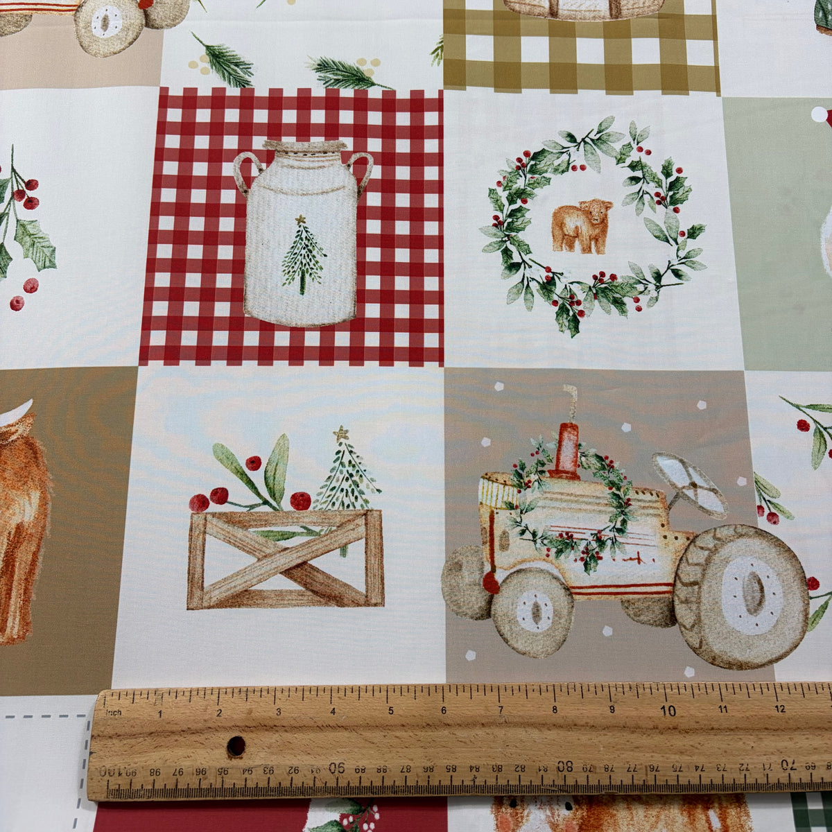 Christmas Farm Cheaters Quilt Cotton Fabric