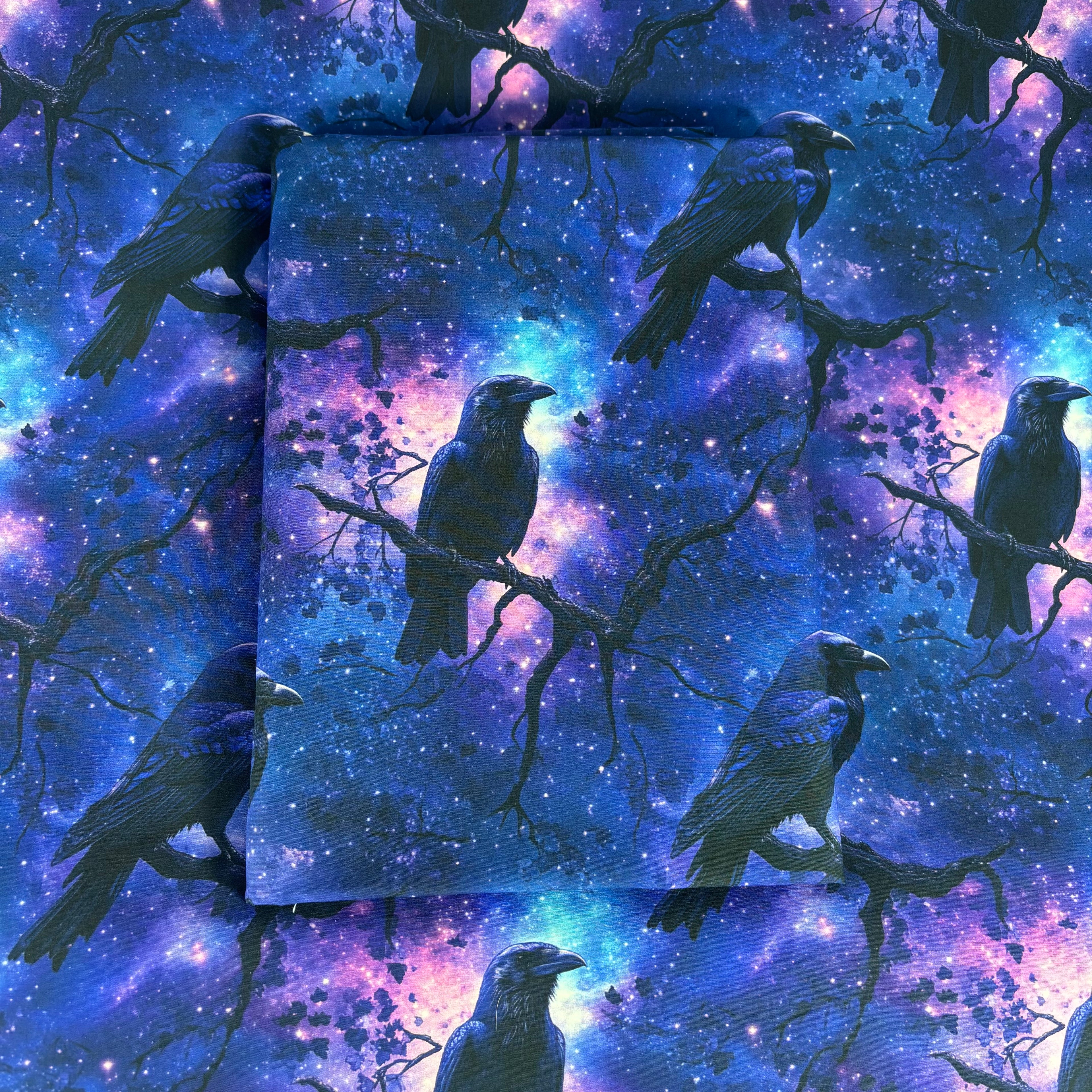 Galaxy Crow Cotton Fabric