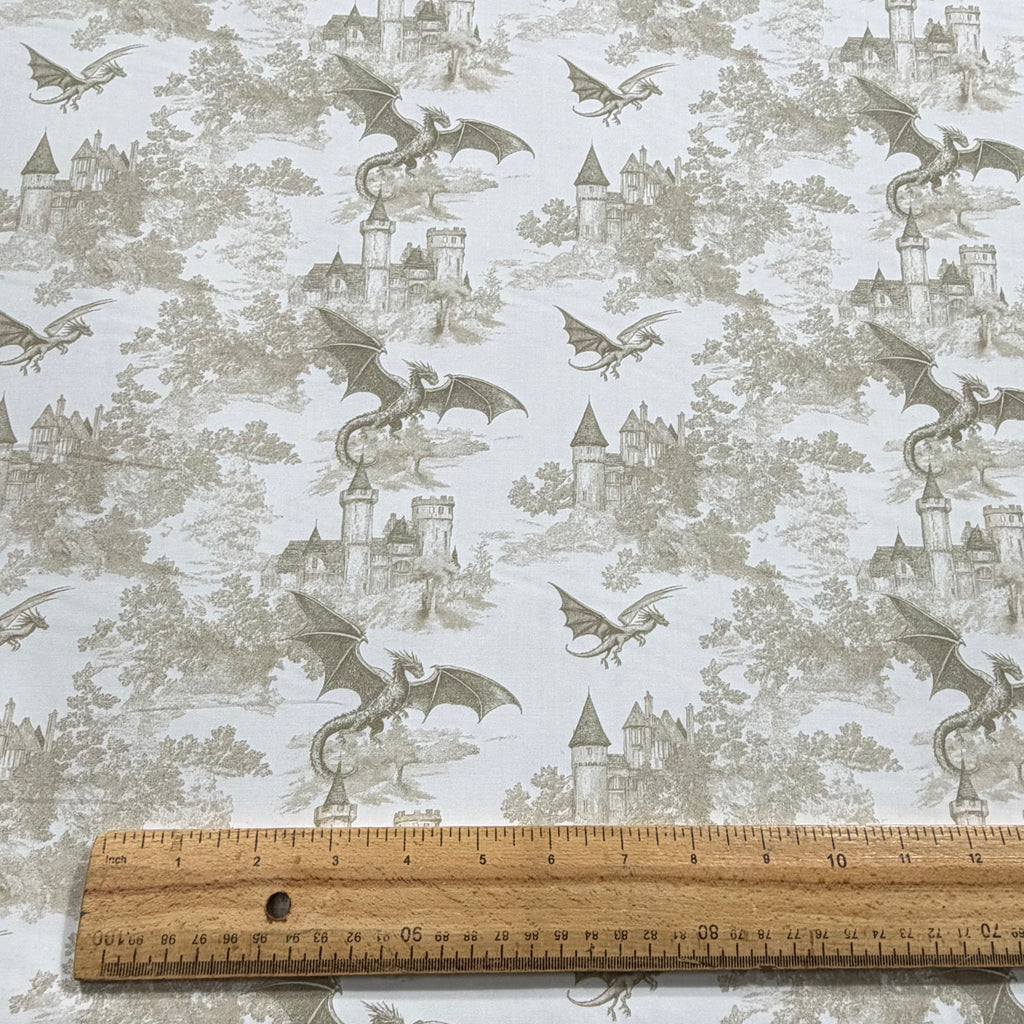 Biege Toile Dragon Cotton Fabric