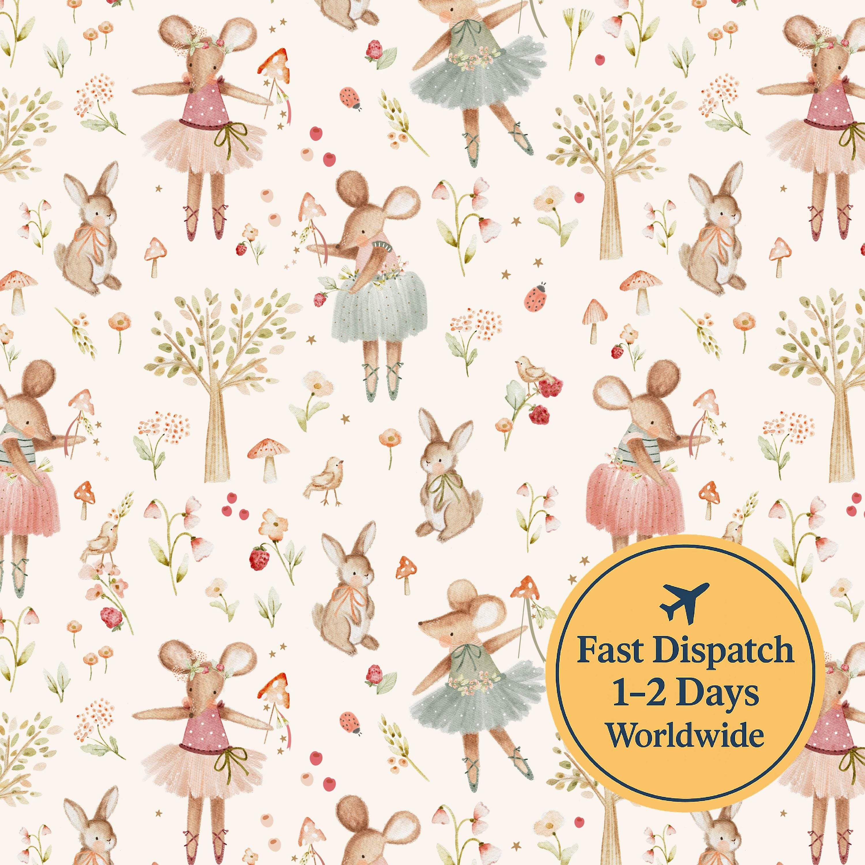 Ballerina Mouse Cotton Fabric