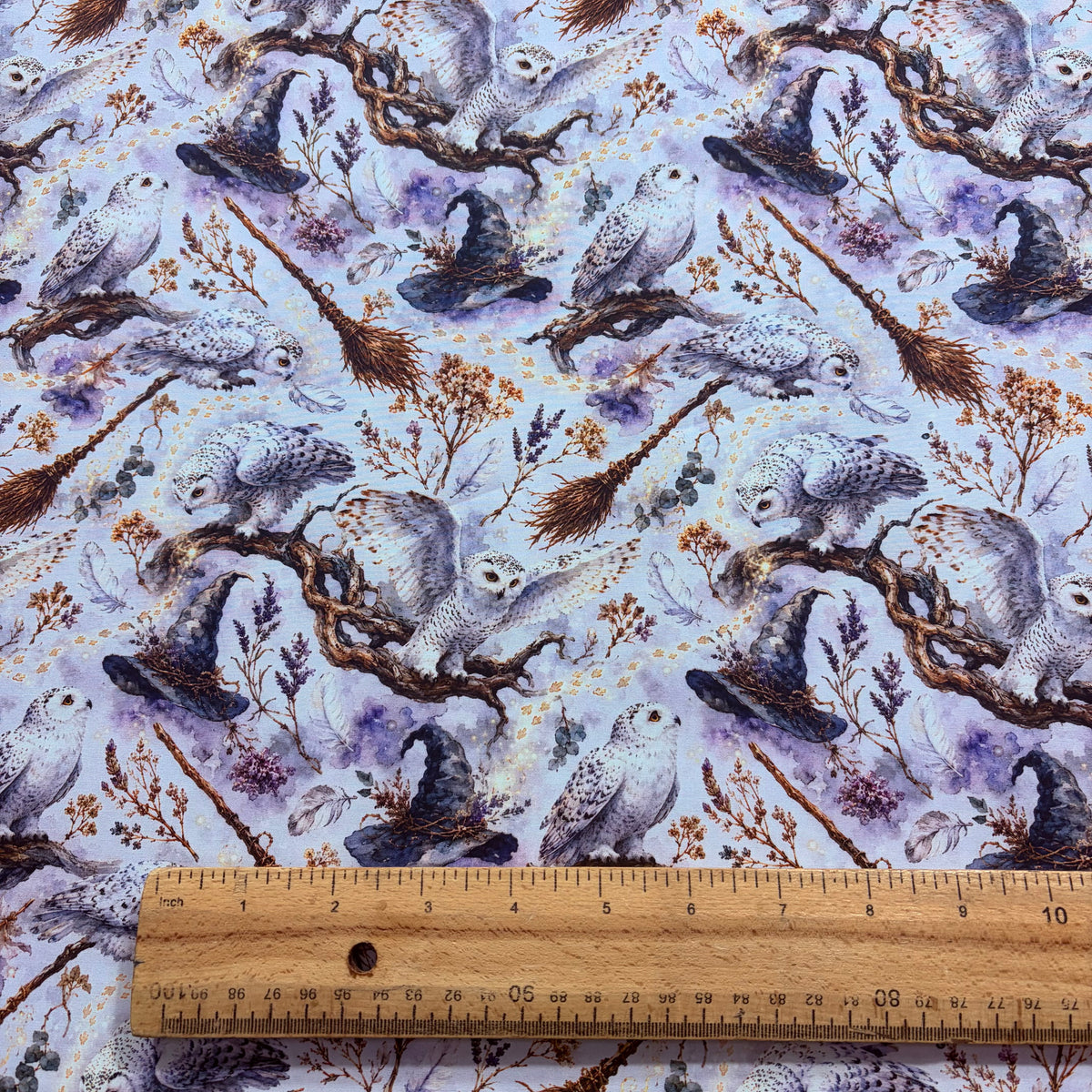 Mystical Snowy Owls Cotton Fabric