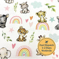 Safari Pink Rainbow Cotton Fabric