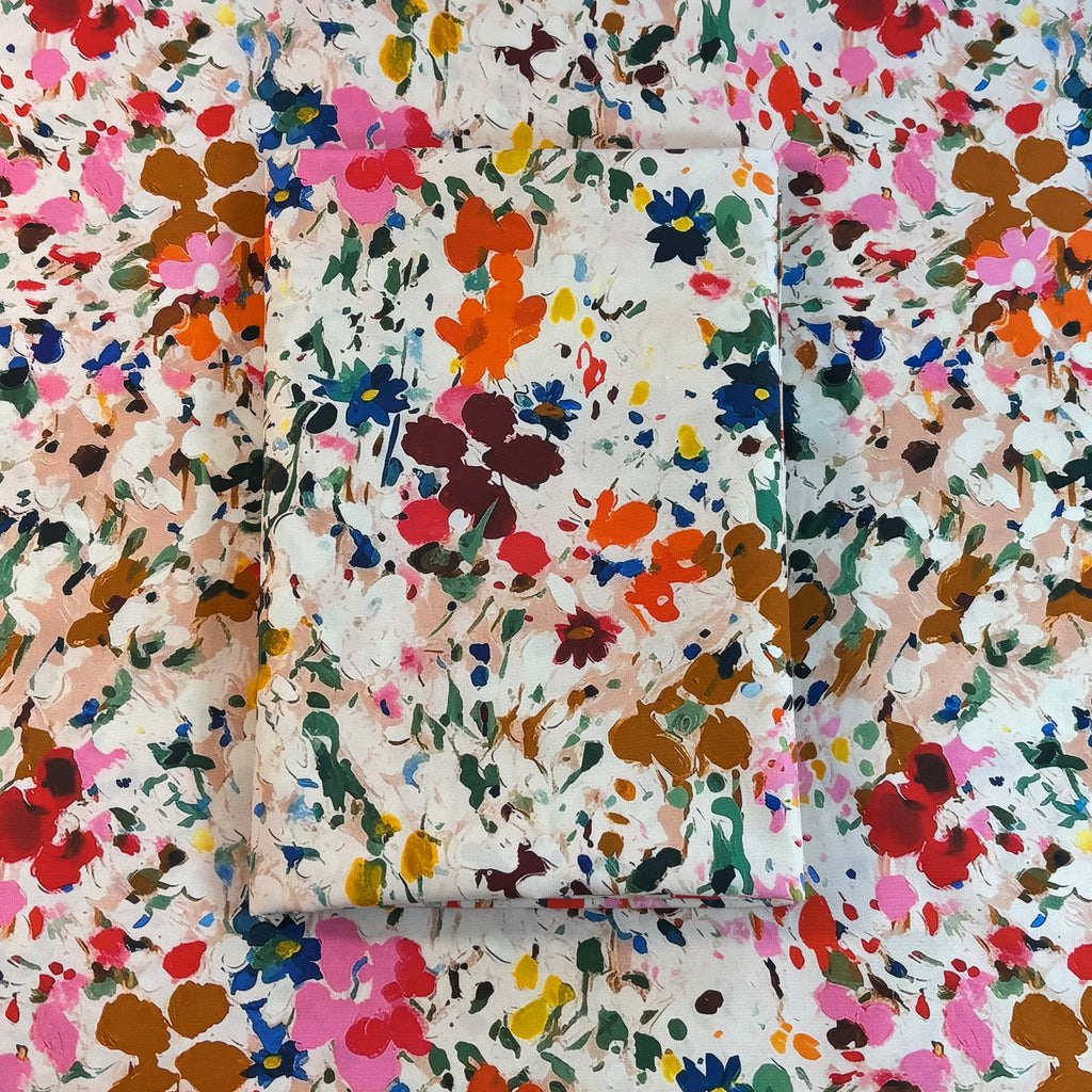 Gouache Floral Cotton Fabric