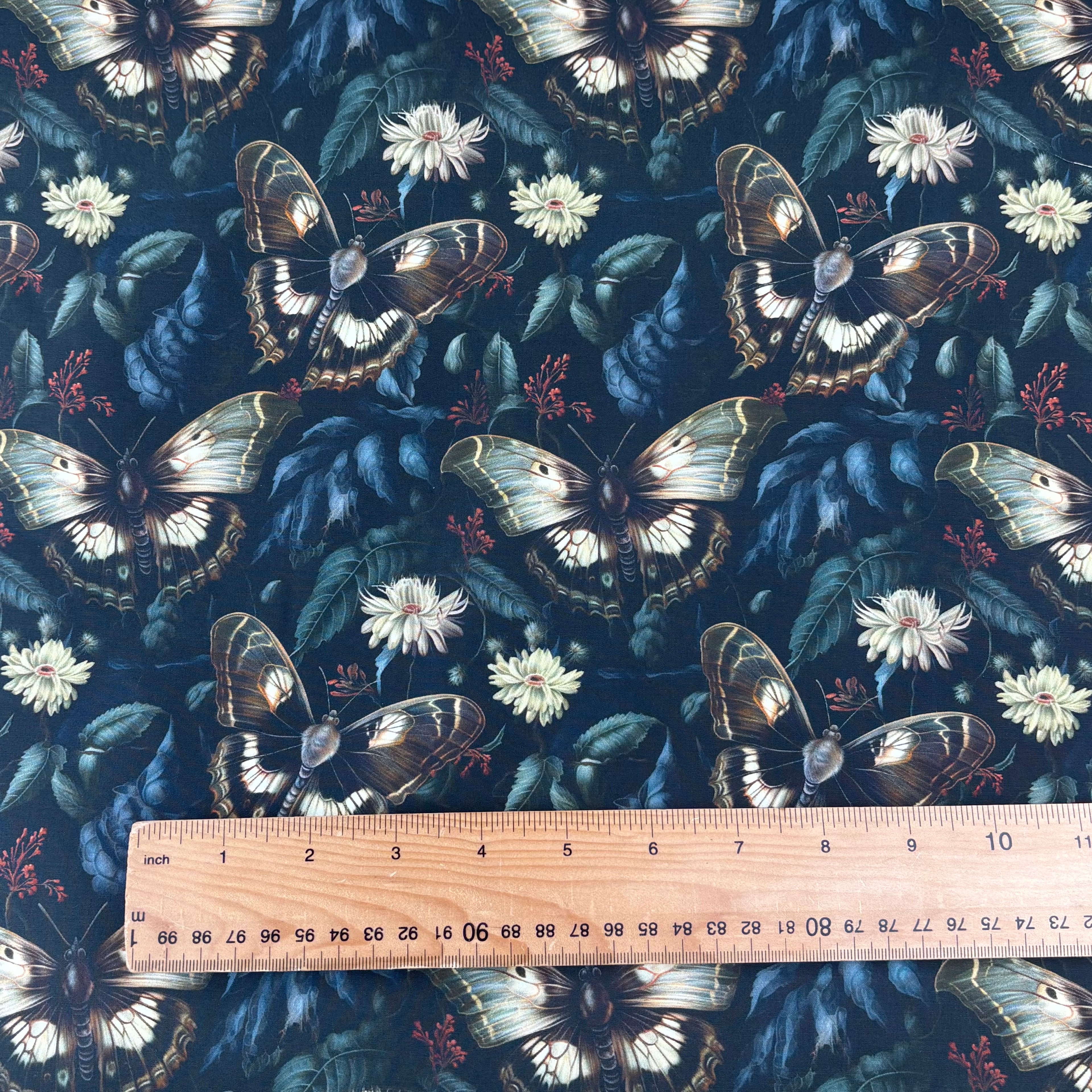 Twilight Garden Moth Cotton Fabric
