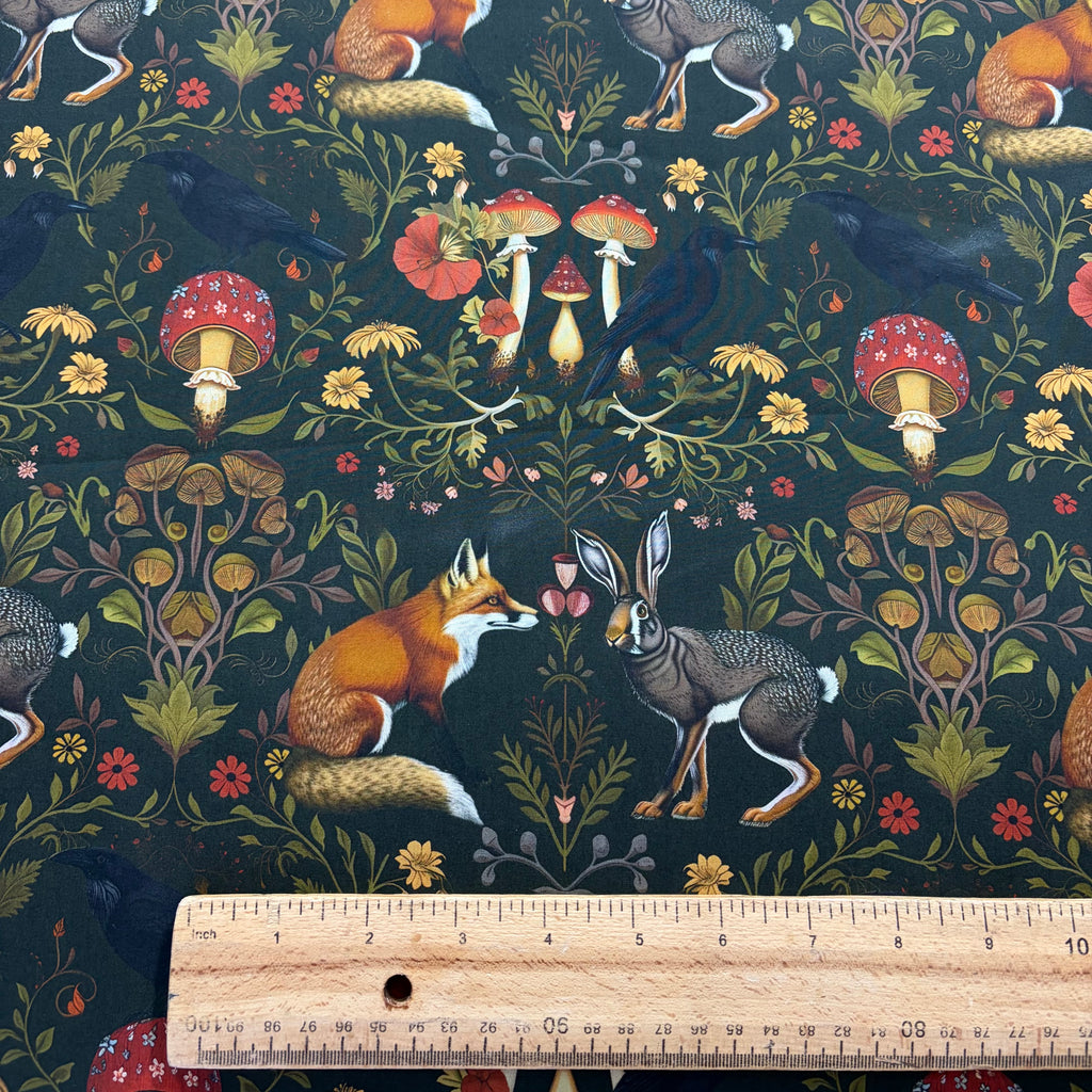 Enchanted Woodland Fox & Hare Cotton Fabric