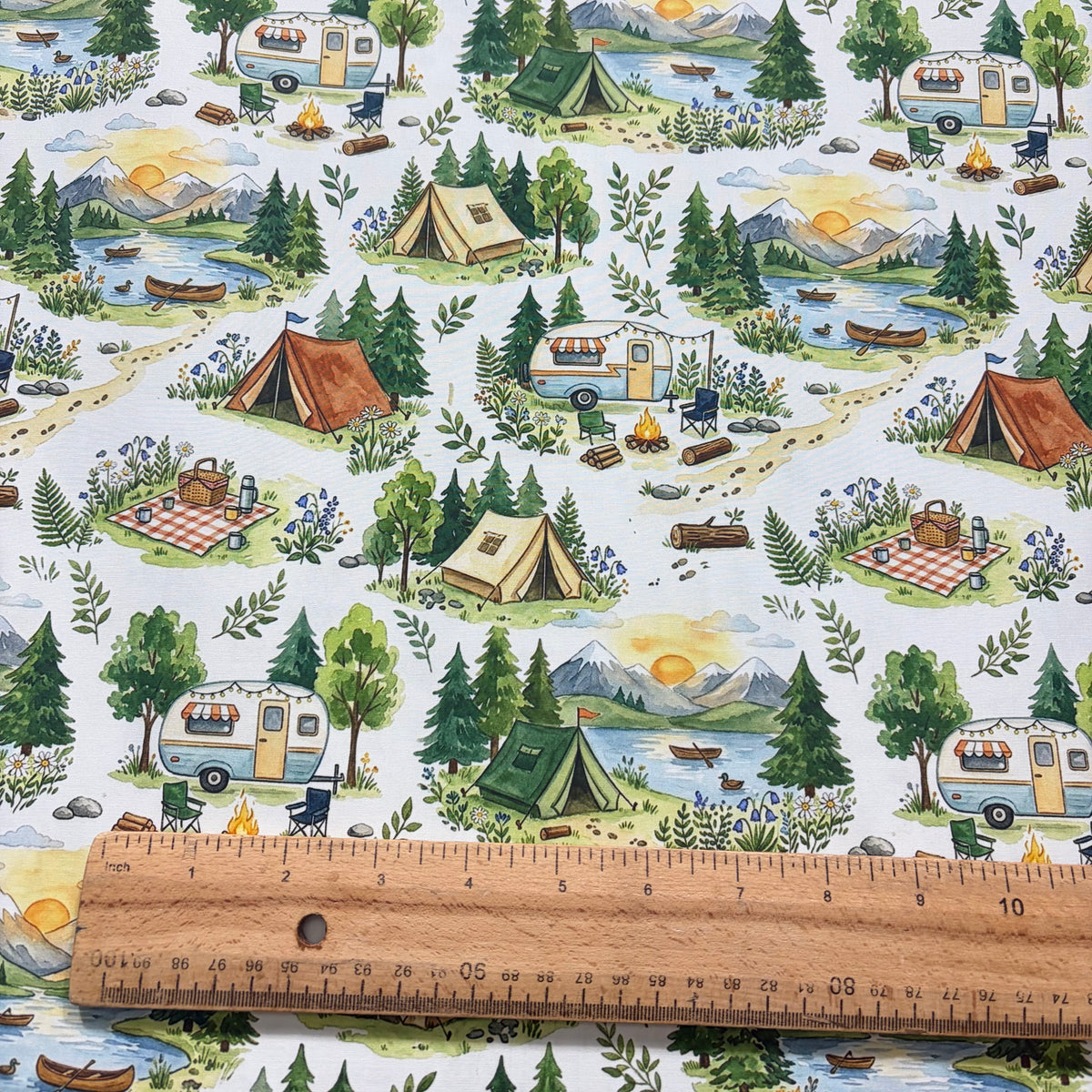 Woodland Camping Adventure Cotton Fabric