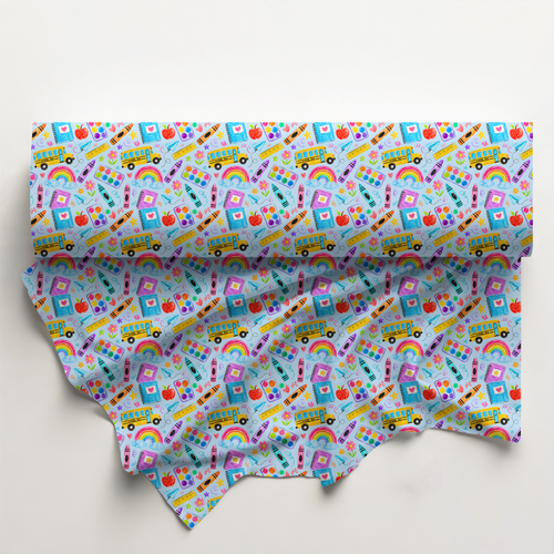 Back to School Doodle Cotton Fabric