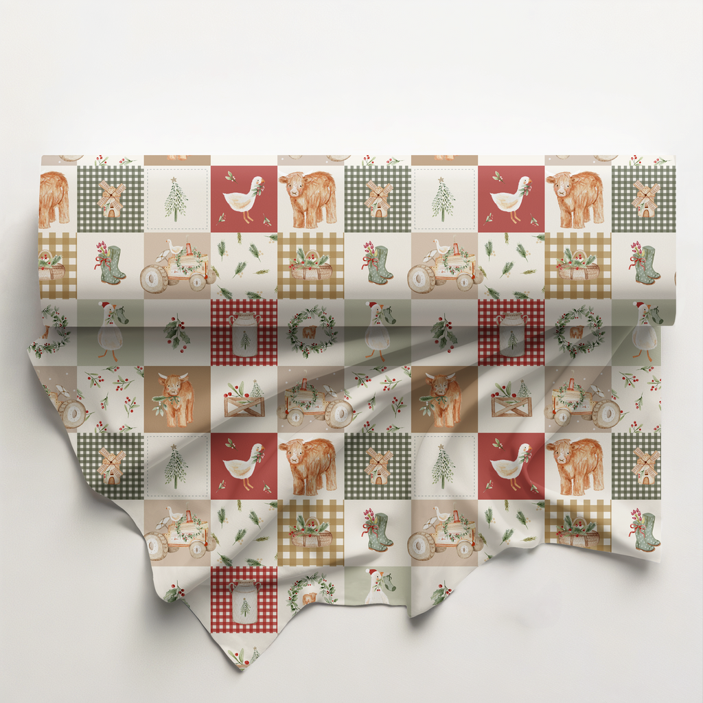 Christmas Farm Cheaters Quilt Cotton Fabric