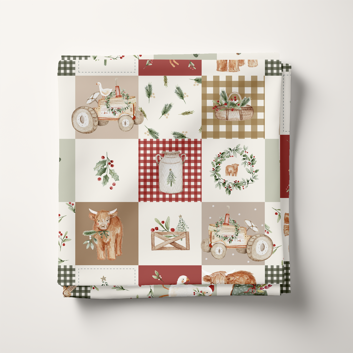 Christmas Farm Cheaters Quilt Cotton Fabric