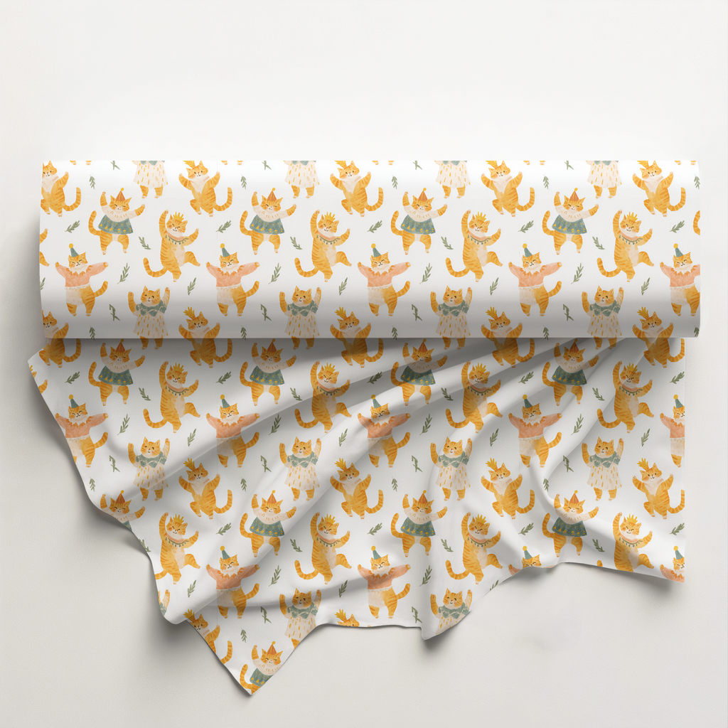 Dancing Cats Cotton Fabric
