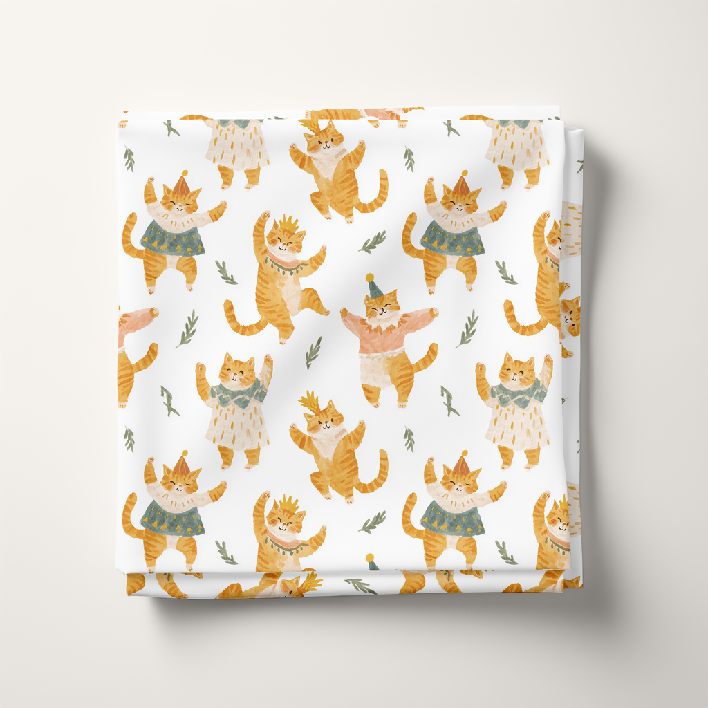 Dancing Cats Cotton Fabric