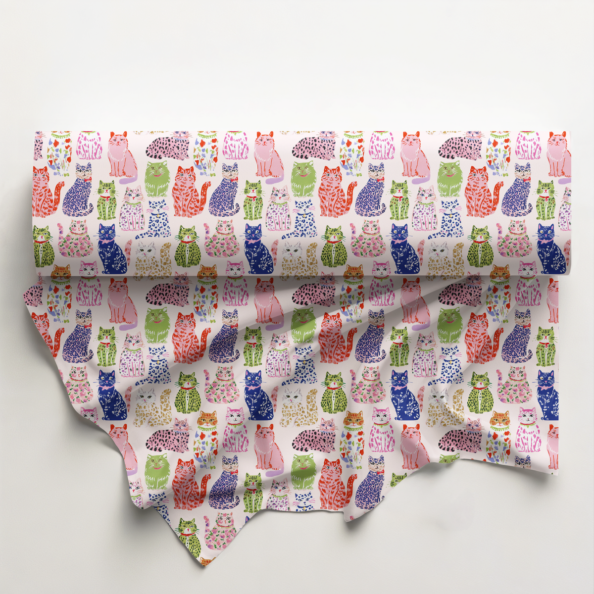 Doodle cats Cotton Fabric