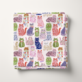 Doodle cats Cotton Fabric