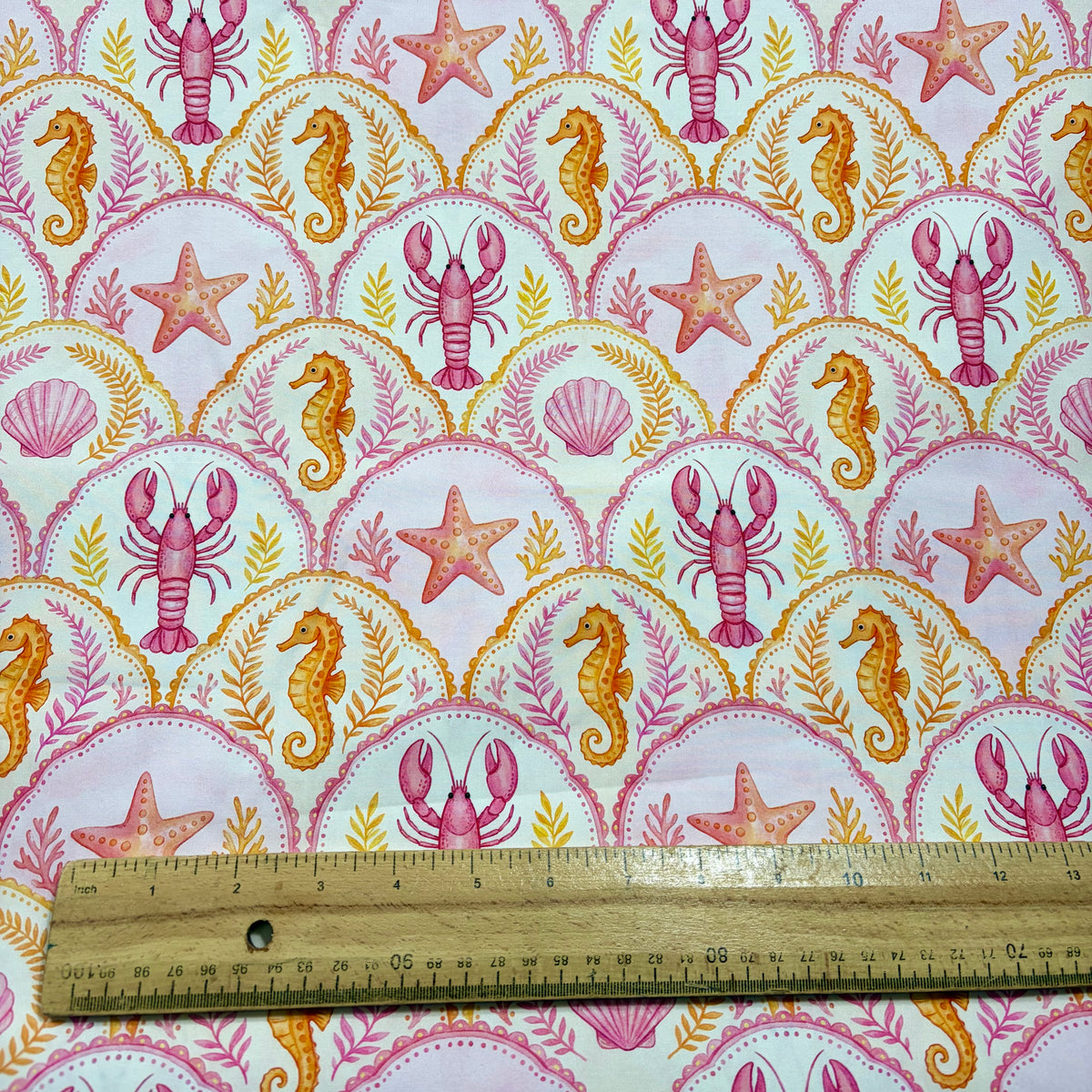 Pink Coastal Scallop Cotton Fabric