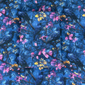 Blue Floral Crow Cotton Fabric