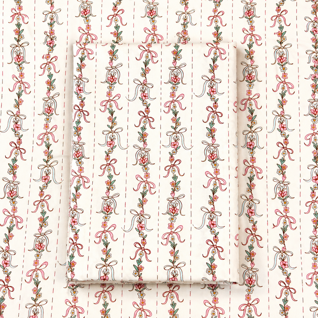 Floral Bow Garland Cotton Fabric
