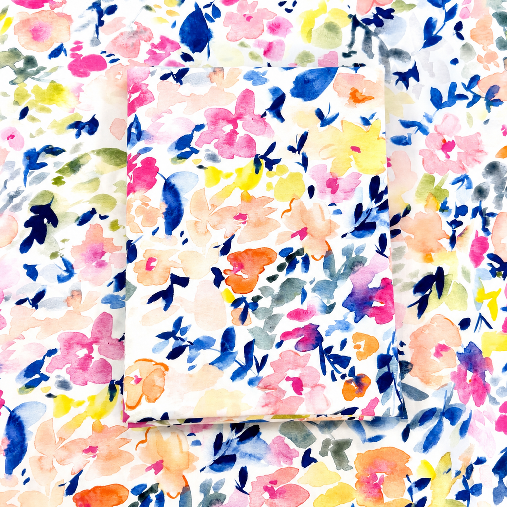 Bright Gouache Floral Cotton Fabric
