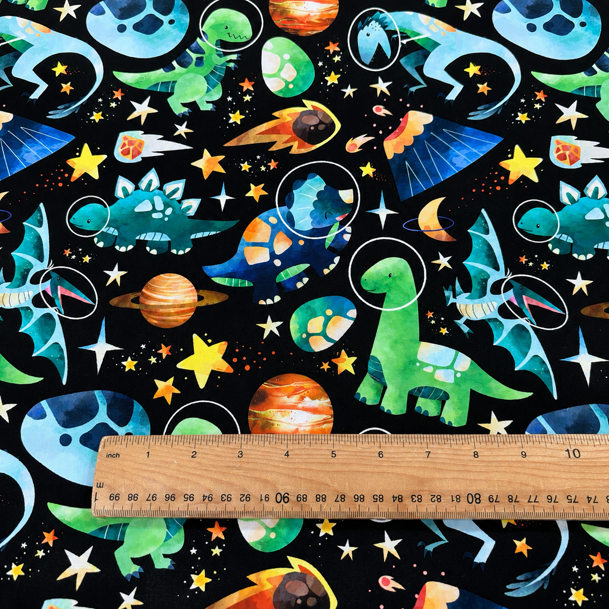Space Dinosaur Cotton Fabric