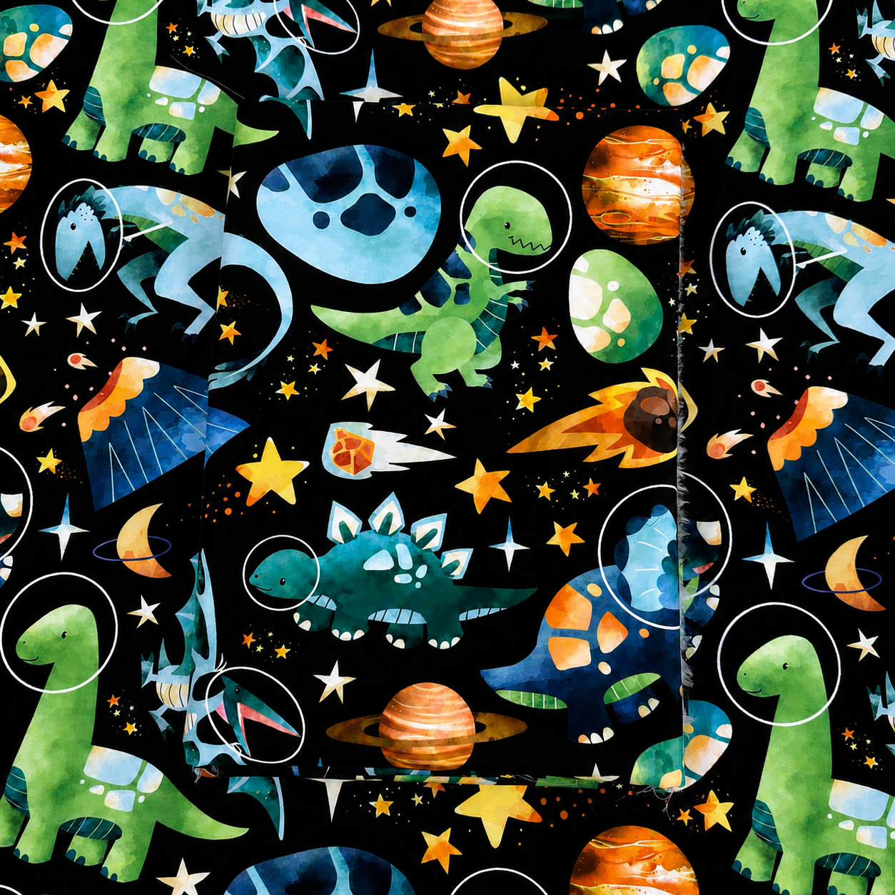 Space Dinosaur Cotton Fabric