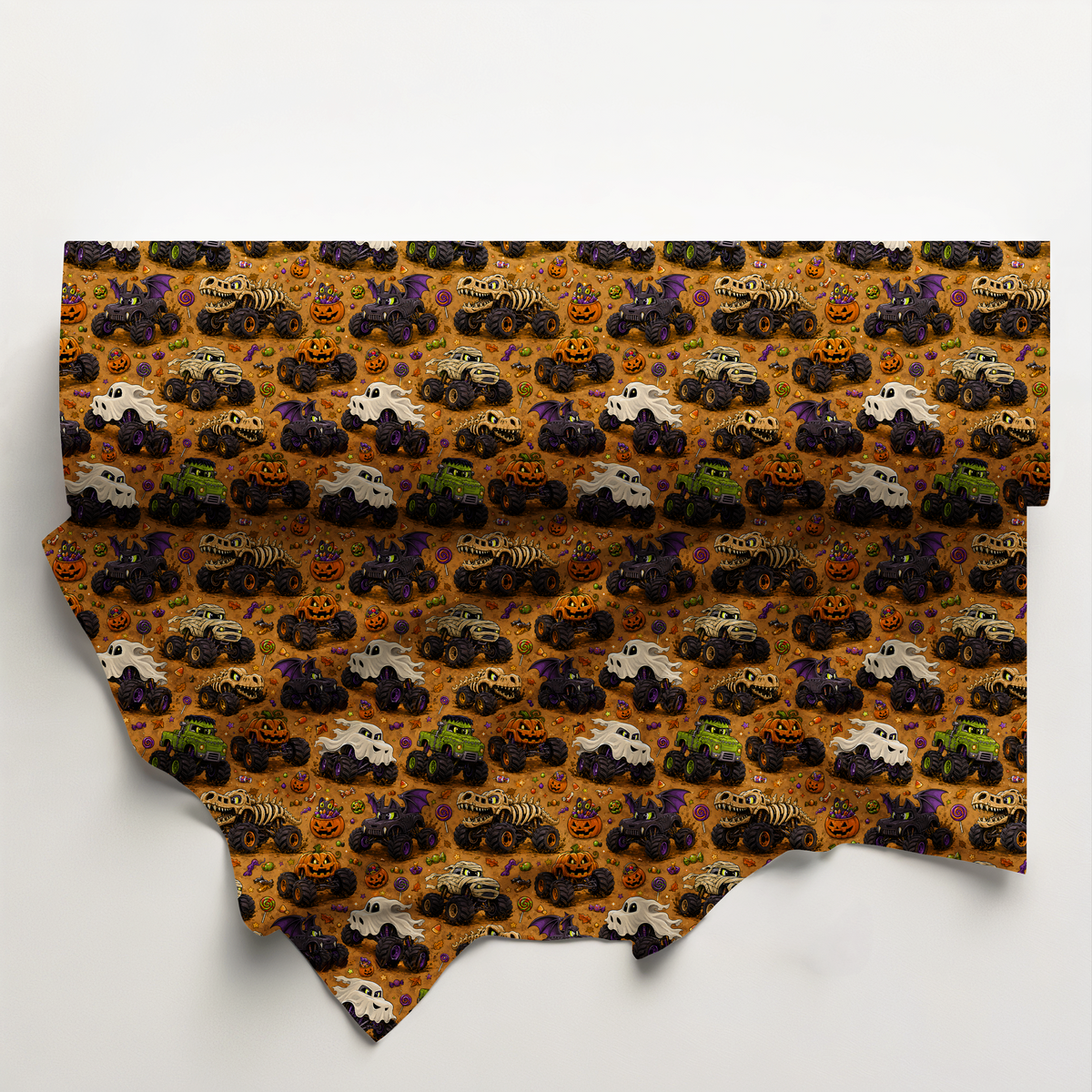 Monster Trucks Cotton Fabric