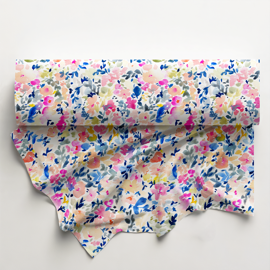 Bright Gouache Floral Cotton Fabric
