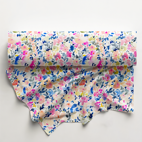 Bright Gouache Floral Cotton Fabric