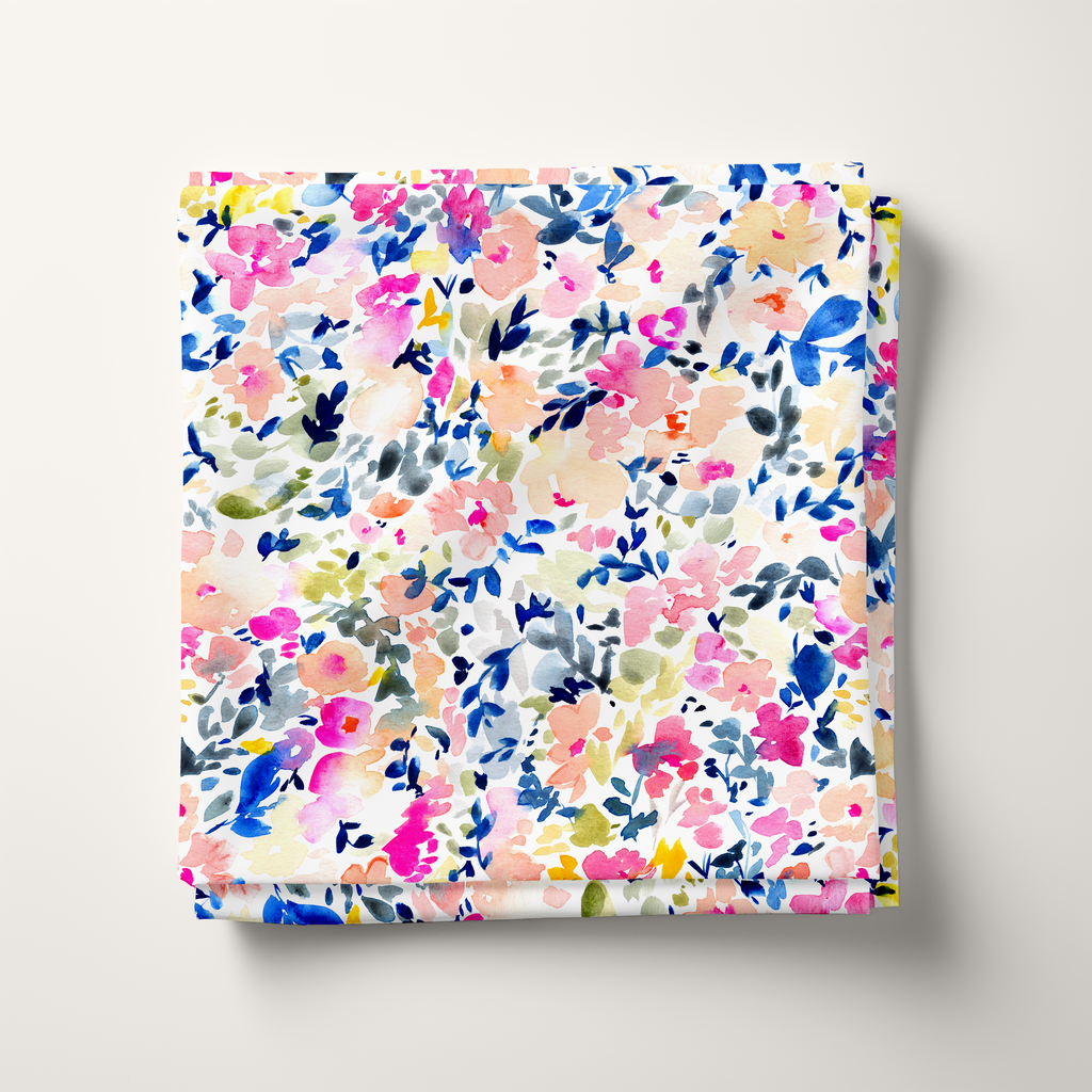 Bright Gouache Floral Cotton Fabric