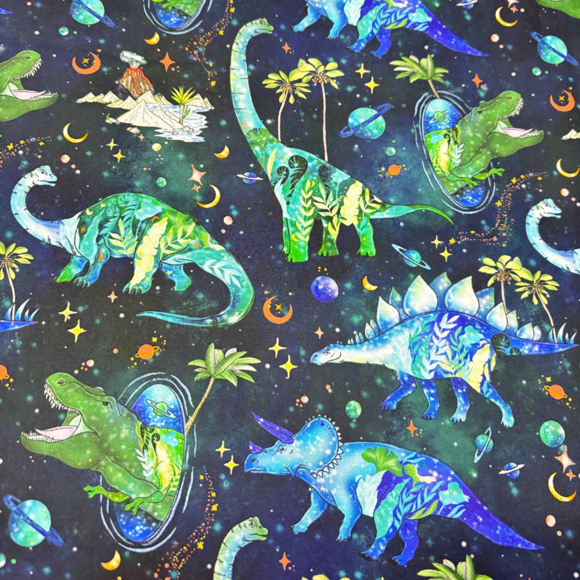 Dinosaur Galaxy Cotton Fabric