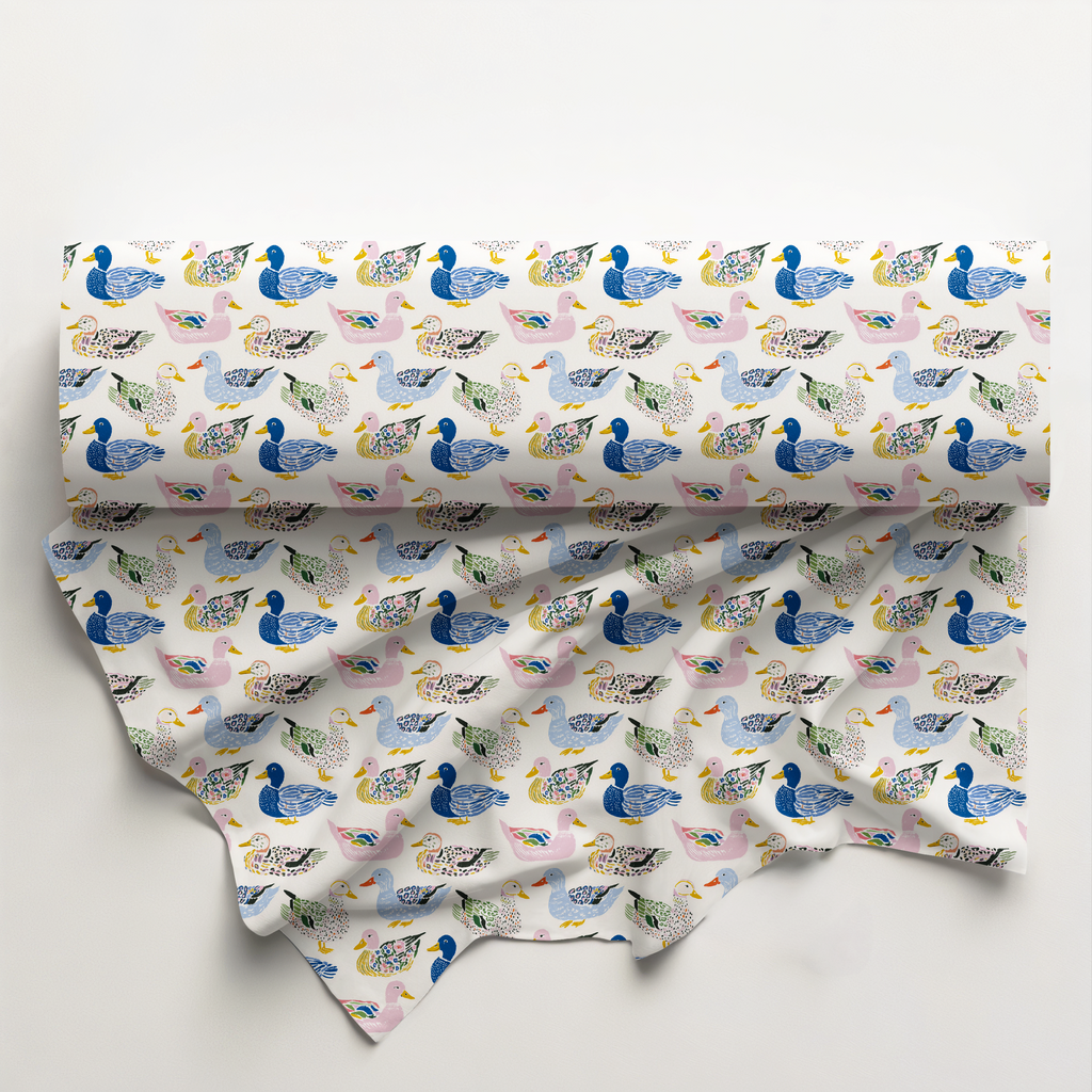 Patchwork Pond Ducks Cotton Fabric