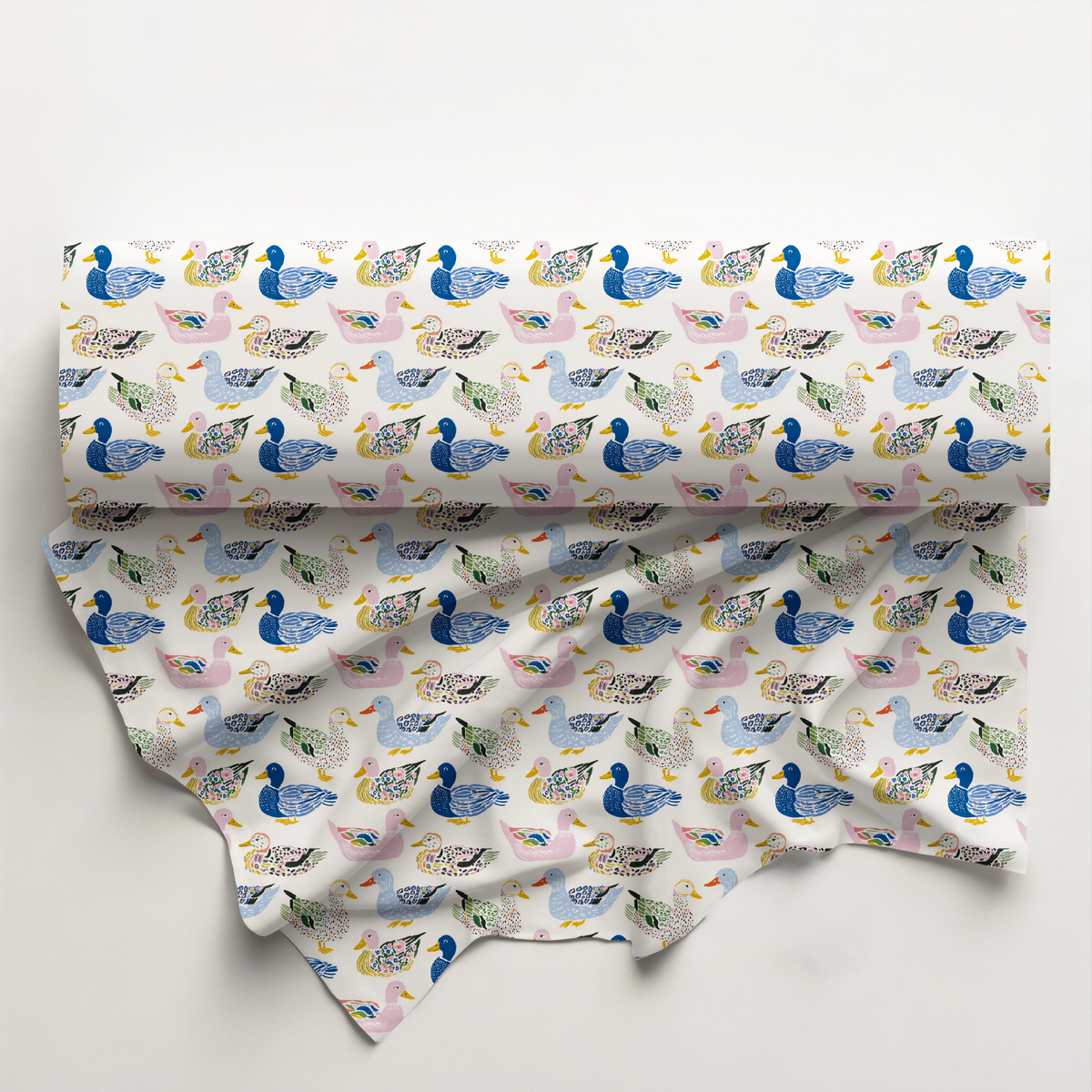 Patchwork Pond Ducks Cotton Fabric