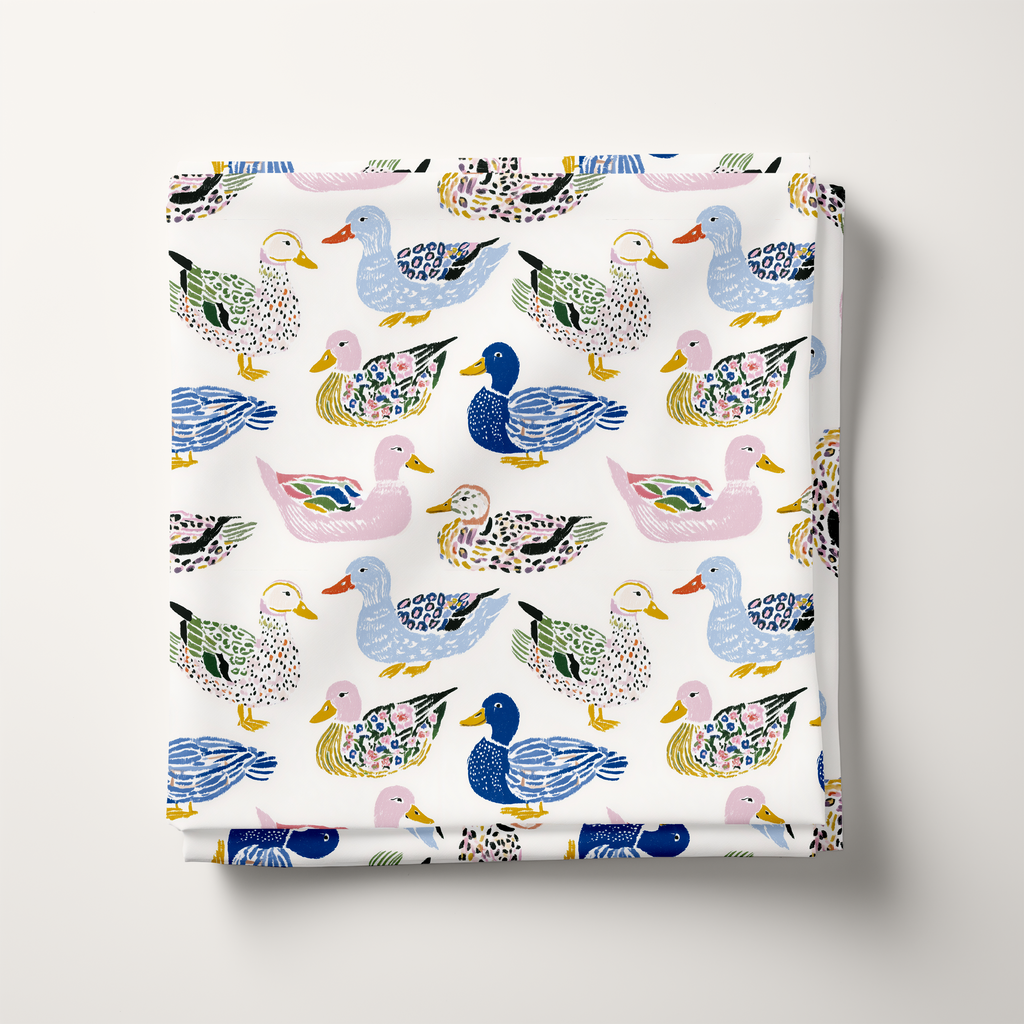 Patchwork Pond Ducks Cotton Fabric