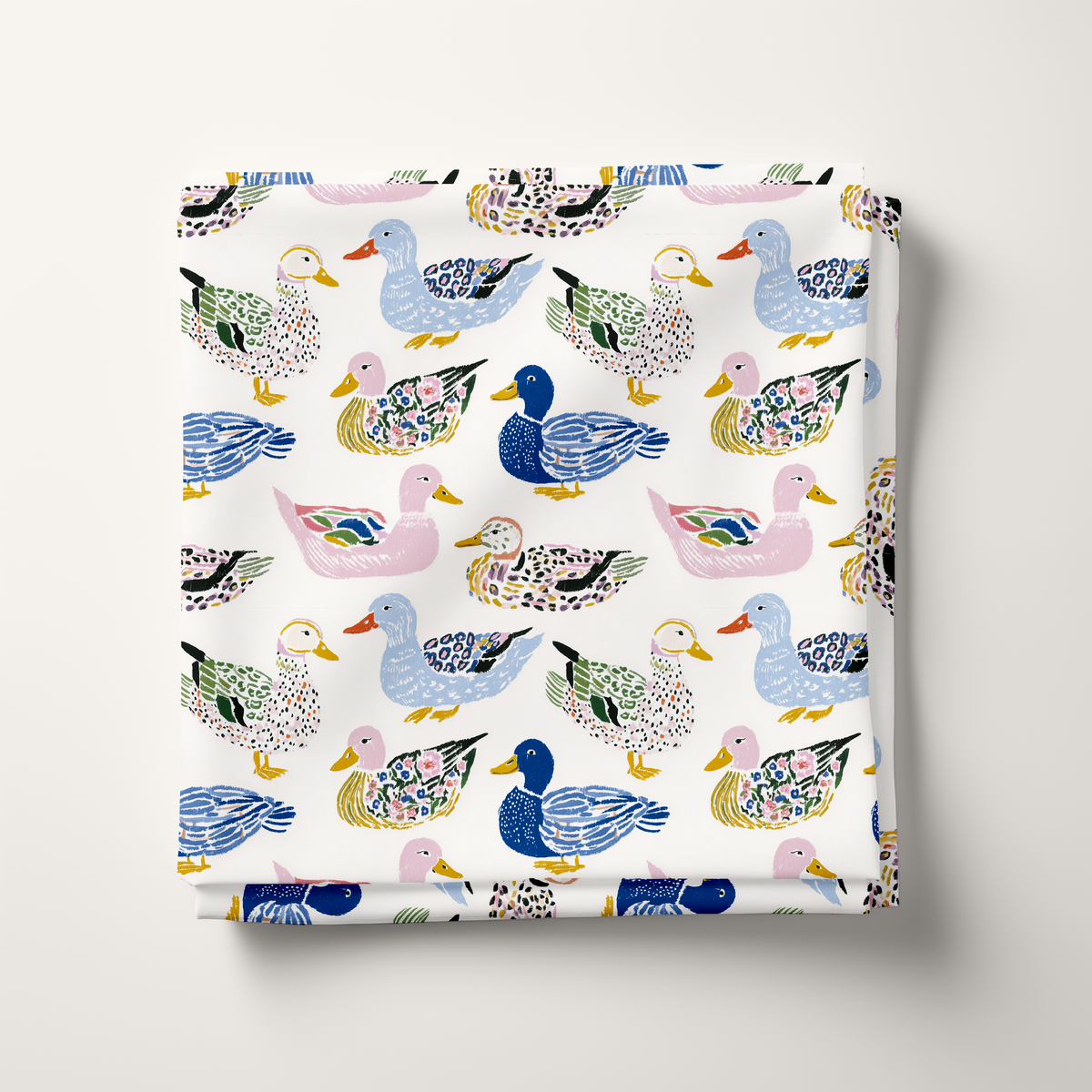 Patchwork Pond Ducks Cotton Fabric
