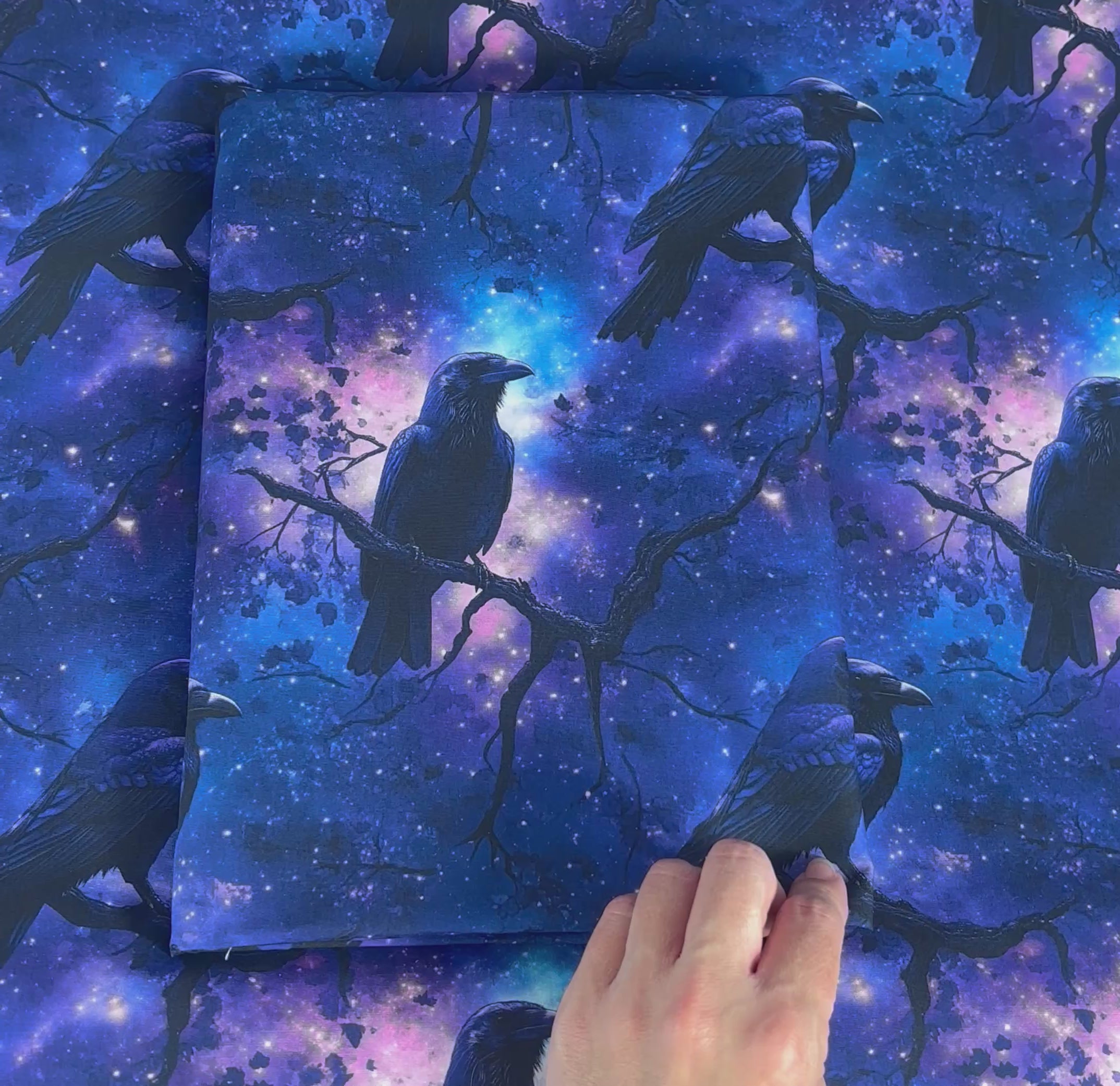 Galaxy Crow Cotton Fabric