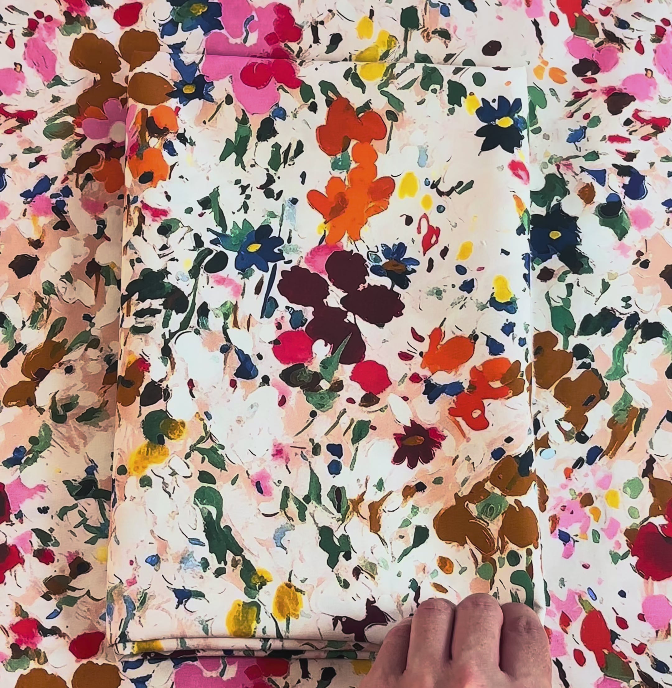 Gouache Floral Cotton Fabric