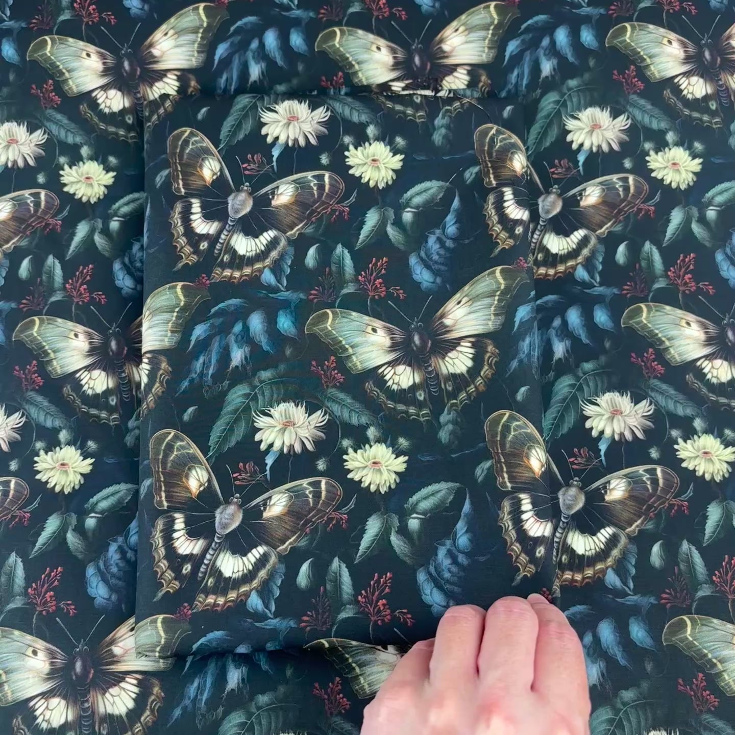 Twilight Garden Moth Cotton Fabric