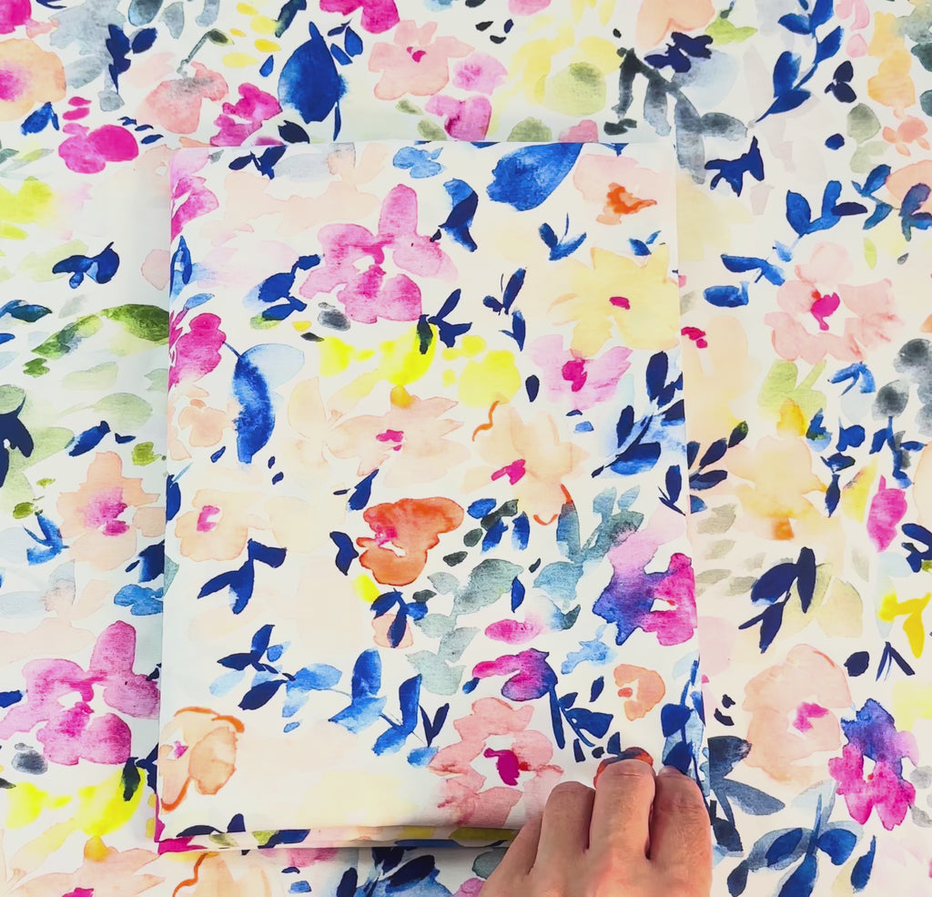 Bright Gouache Floral Cotton Fabric