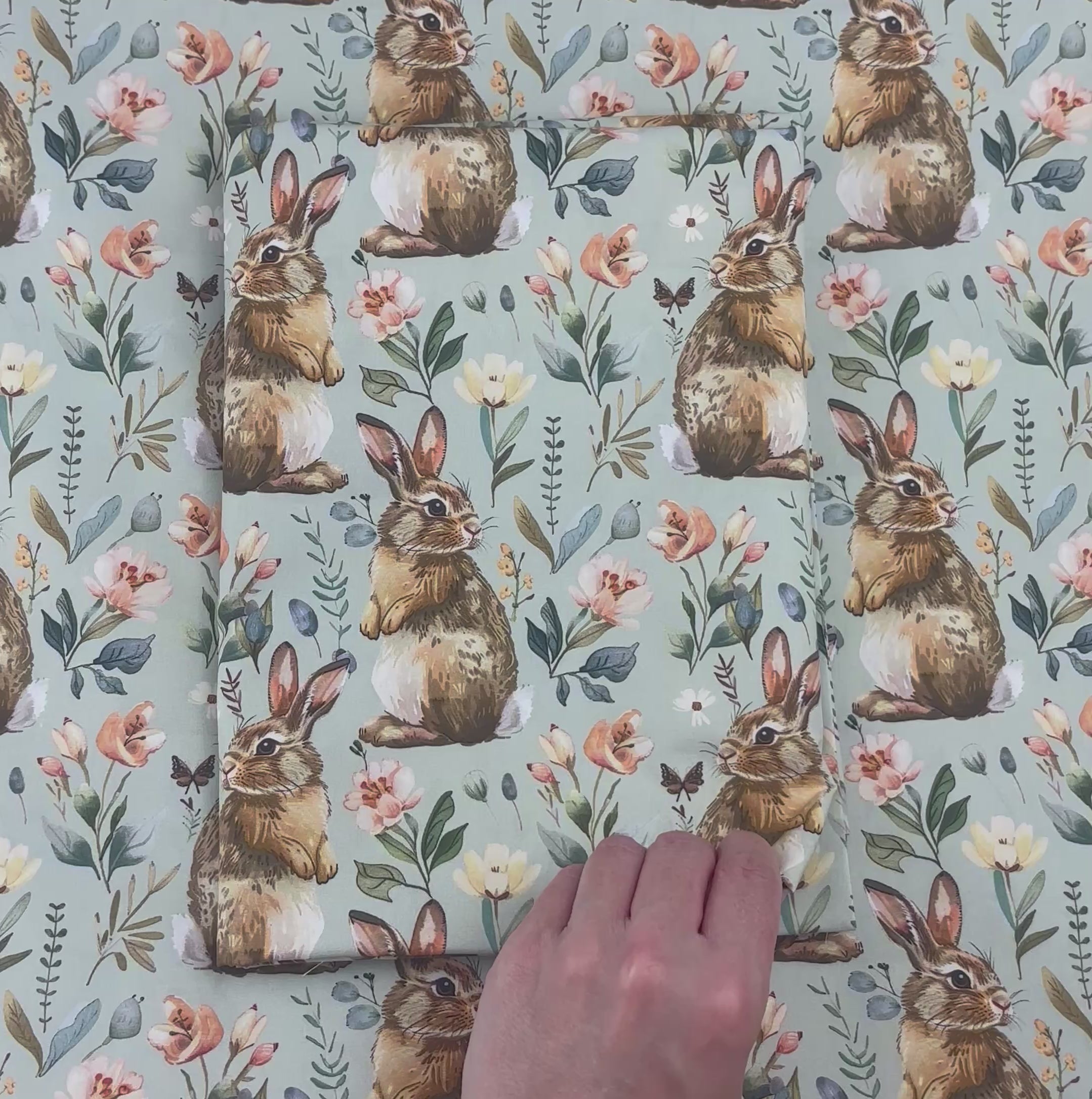 Floral Rabbit Cotton Fabric