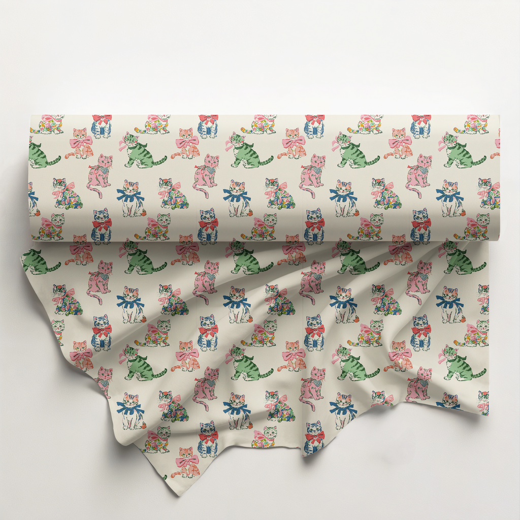 Vintage Cats Cotton Fabric