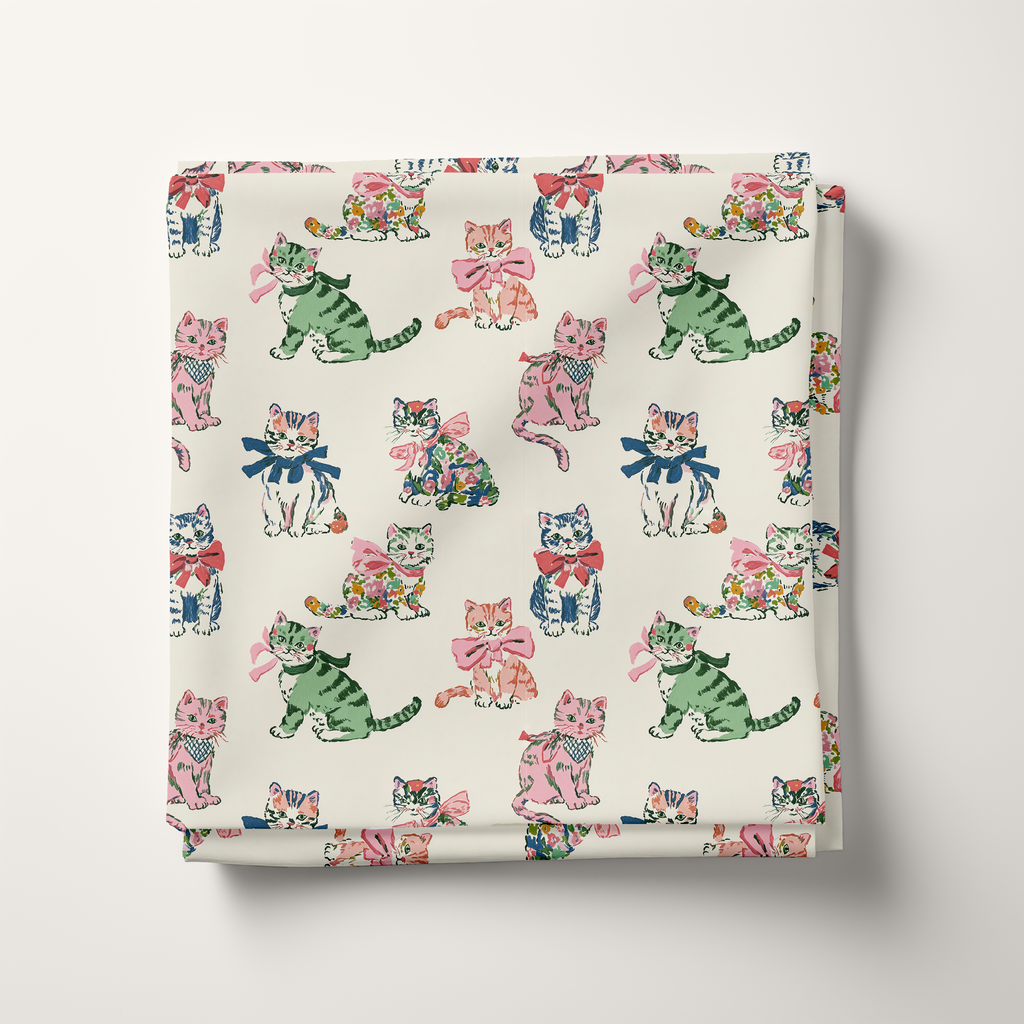 Vintage Cats Cotton Fabric