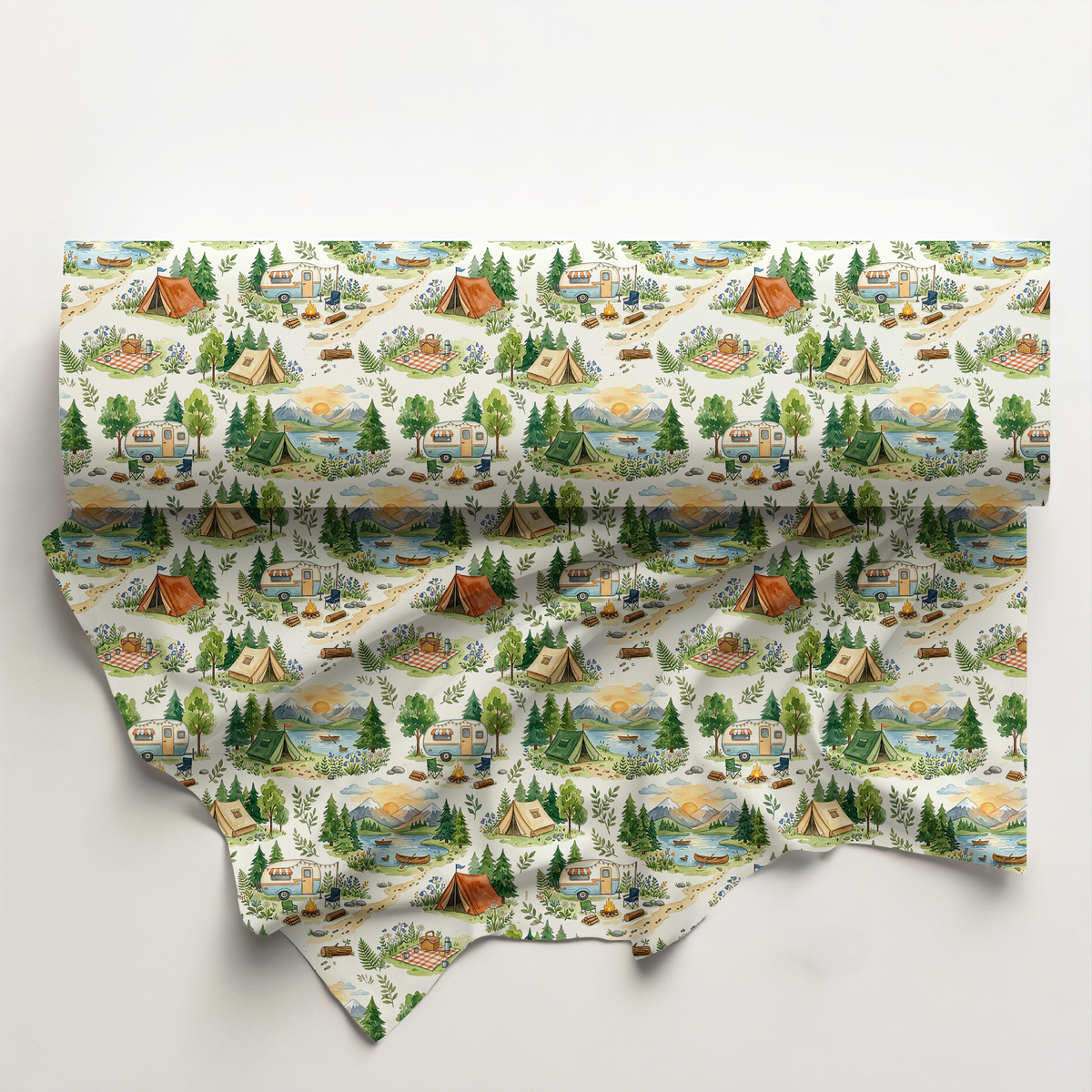 Woodland Camping Adventure Cotton Fabric